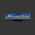 Blue AVR Locomotive Train With Yellow Accents And Reflective Surface Design