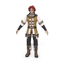 Red Haired Man In White Shirt Brown Vest Black Pants Brown Boots And Wrist Guards