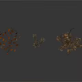 Three Bundles of Dried Plants with Leaves and Branches on White Background