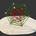 Geometric Climbing Playground Equipment With Green Frame Red Nodes And Circular Soft Base