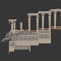 Ancient Classical Architectural Model Structure With Tall Columns Ornate Steps And Decorative Ruins