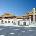 Traditional Chinese Ancient Architecture With Golden Roofs Multi Tiered Eaves And Stone Columns