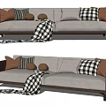 Modern double sofa multiplayer sofa 3d model