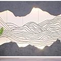 Elegant Modern Background Wall With Line Design Mountain Pattern And Lighting Effect 3d model
