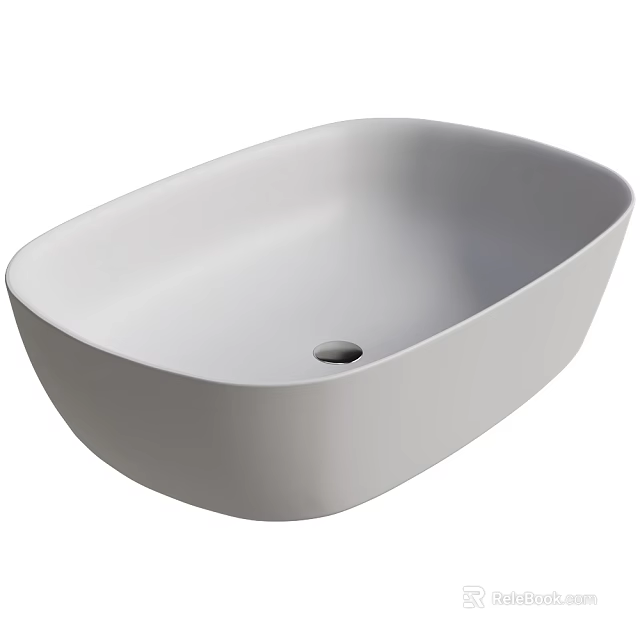 White Oval Countertop Wash Basin With Smooth Surface And Modern Design 3d model