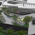 Modern Garden Landscape Design With Green Plants Pathways And Water Features