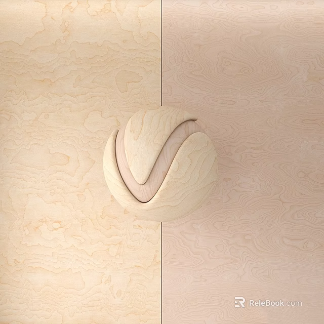 Wooden Circular Decorative Component With Curved Detail On Light Textured Panels 3d model 