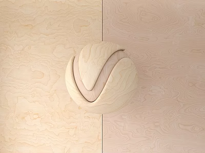Wooden Circular Decorative Component With Curved Detail On Light Textured Panels 3d model