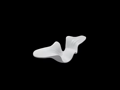 White Wavy Decorative Light with Modern Curved Design on Black Background 3d model