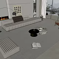 Sofa Coffee Table Combination Multi-person Sofa Leisure Sofa Floor Lamp Jewelry Combination 3d model