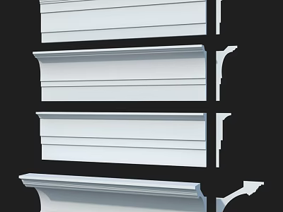 White Decorative Cornice Molding Components With Various Architectural Styles 3d model