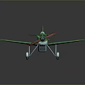 Green Airplane Model With Red Yellow Accents Wing Emblems Vintage Design And Detailed Structure