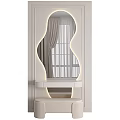 Elegant White Dressing Table Interior With Wavy Lighted Mirror And Window Curtain Reflection 3d model