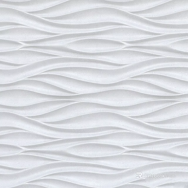 White Decorative Wall With Wavy Texture Pattern For Modern Interior Design 3d model