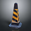 Road Safety Traffic Cone Featuring Black And Yellow Stripes With Rubber Base