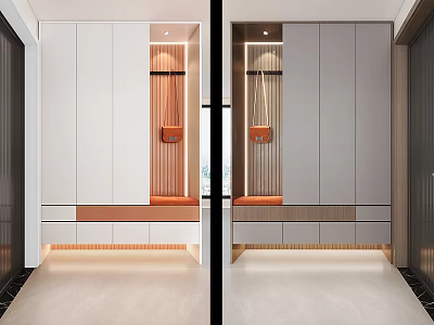 Sleek Modern Shoe Cabinet Design With Storage Compartments Seating Bench And LED Lights 3d model
