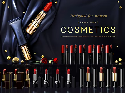 Luxury Cosmetics And Lipsticks Display For Women 3d model
