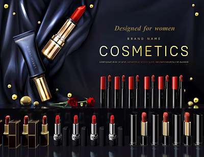 Luxury Cosmetics And Lipsticks Display For Women 3d model