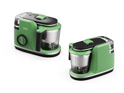 Two Green And Black Modern Kitchen Food Processors With Compact Design 3d model
