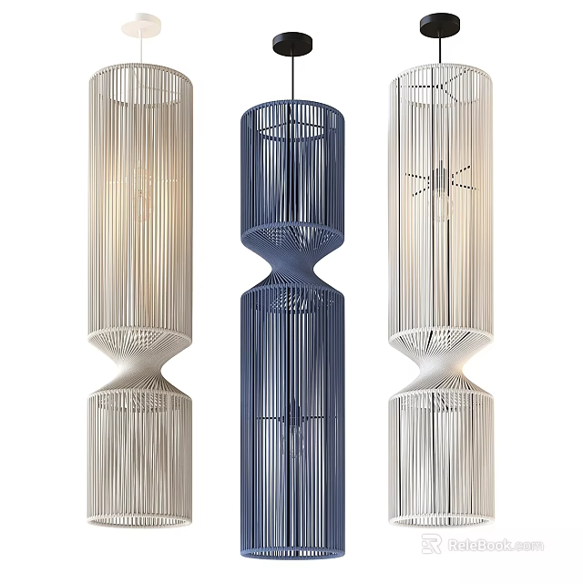Modern Chandeliers With Vertical Stripes Textured Design Three Colored Options For Interior Decoration 3d model 