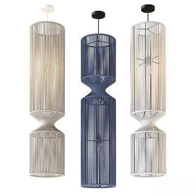 Modern Chandeliers With Vertical Stripes Textured Design Three Colored Options For Interior Decoration 3d model