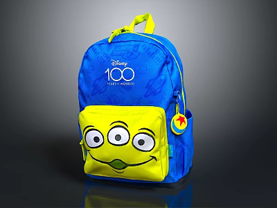 Disney 100 Years of Wonder Blue Backpack With Yellow Cartoon Face Design 3d model