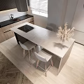 Modern Minimalist Living and Dining Room Interior With White Sofa Gray Rug And TV Unit