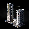 Active Construction Site Featuring High Rise Buildings Under Construction With Tower Crane And Construction Vehicles 3d model