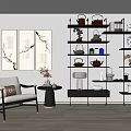 Ornaments Combination Bookshelf Bookcase Teapot 3d model