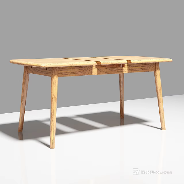 Wooden Dining Table With Simple Modern Design And Light Colored Tabletop 3d model