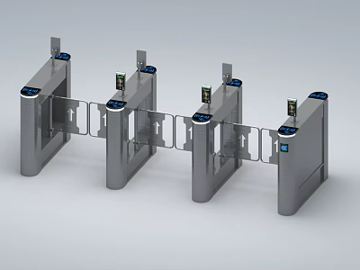 Modern Automated Metal Turnstiles For Security Access Control Entrance System 3d model