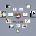 Decorative Photo Frames Wall Collage Arrangement With LOVE Design And Family Photos