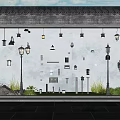 Diverse Lighting Fixtures Collection Featuring Various Wall Mounted and Hanging Lamps with Green Plants