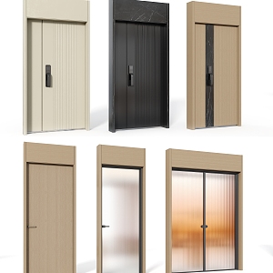 Modern single door swing door Changhong glass door security door entry door sliding door combination lock 3d model