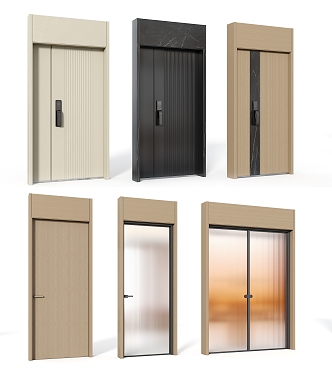 Modern single door swing door Changhong glass door security door entry door sliding door combination lock 3d model