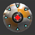 Futuristic White and Yellow Weapon with Red Front Tip and Silver Tail Streamlined Design