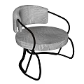 Modern Single Sofa With Fabric Upholstery And Black Metal Curved Frame Design