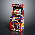 Colorful Arcade Machine With Vibrant Graphics Screen And Control Panel