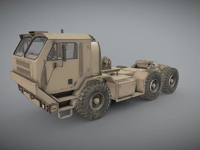 Khaki Heavy Duty Military Tractor Truck With Rugged Multi Wheel Design 3d model