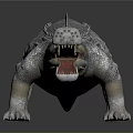 Realistic 3D Crocodile Model With Open Mouth And Textured Skin On Dark Background