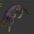 Stylish Purple Patterned Leopard In Dynamic Jumping Pose Against Dark Background