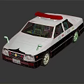 White Police Sedan With Red Siren Light And Alloy Wheels Design