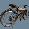 Vintage Bicycle With Engine Featuring Classic Design Curved Handlebars And Leather Seat