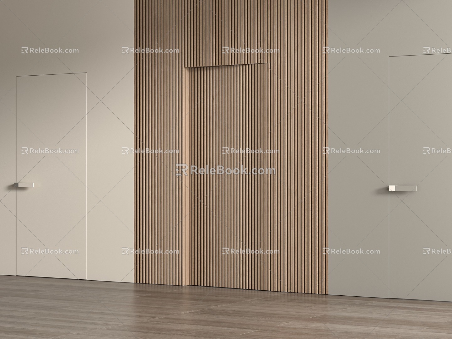 Invisible door single door timber bedroom door 3d model