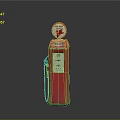 Vintage Red Gas Pump With Round Top Logo And Classic Design Elements