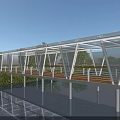 Modern Transparent Glass Bridge with Wooden Deck Over Water Metal Supports and Trees Reflection