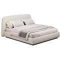 Modern Double Bed With Upholstered Soft Fabric Headboard And Multiple Color Options 3d model