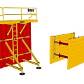Industrial Equipment Featuring Red Platform Yellow Guardrail Ladder And Panel Structure