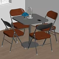 Outside bar metal folding table and chair combination 3d model