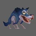 Cartoon Wolf Character Design With Front Side Back Views Blue Fur And Exaggerated Expression 3d model